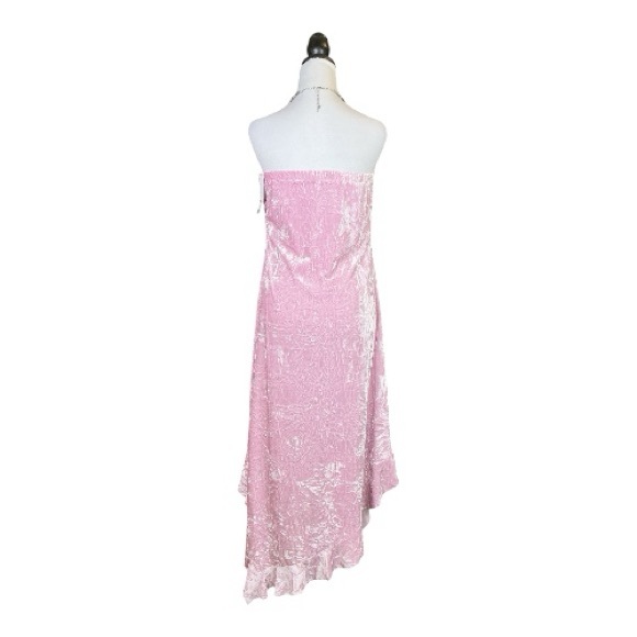 Urban Outfitters Silence + Noise NWT Pink Crushed Velvet Midi Dress Size L - Picture 3 of 8
